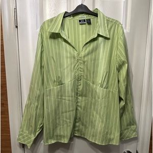Green and White striped stretch Blouse